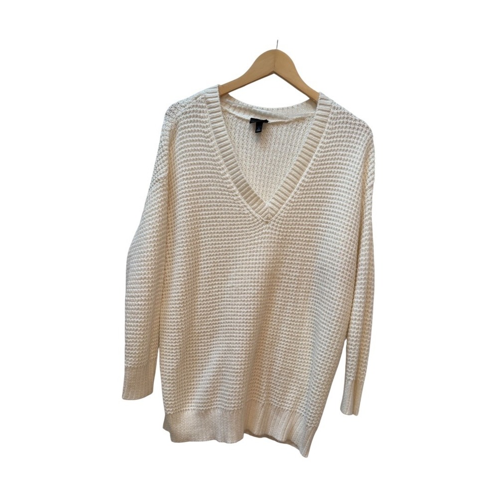 Torrid‎ Women's Cream V-Neck Long Sleeve Waffle Knit Sweater Plus Size 1 1X